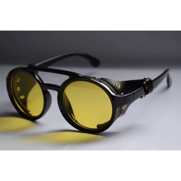 Steampunk Sunglasses Men Round Night Vision Googles Vintage Punk Sun Glasses Bra - Picture 5 of 12